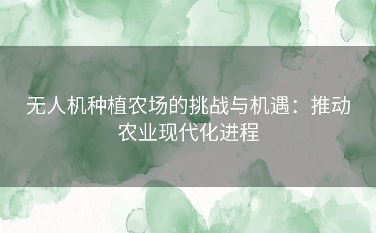 无人机种植农场的挑战与机遇：推动农业现代化进程