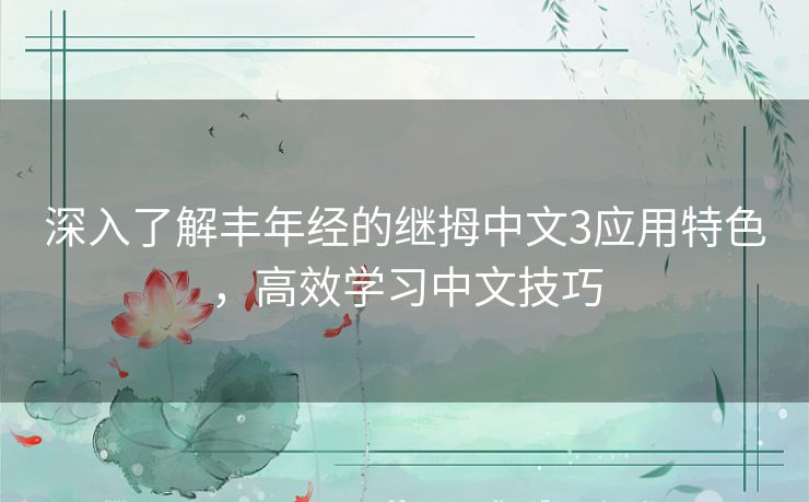 深入了解丰年经的继拇中文3应用特色，高效学习中文技巧