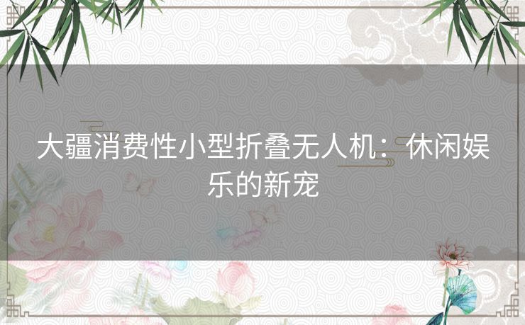 大疆消费性小型折叠无人机：休闲娱乐的新宠