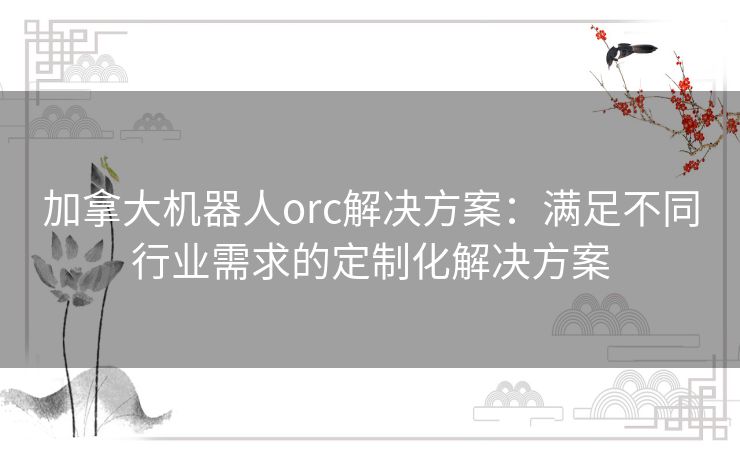 加拿大机器人orc解决方案：满足不同行业需求的定制化解决方案