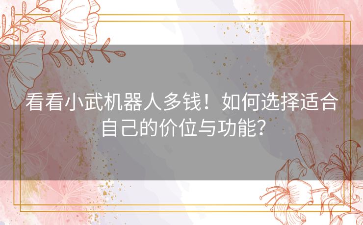 看看小武机器人多钱！如何选择适合自己的价位与功能？