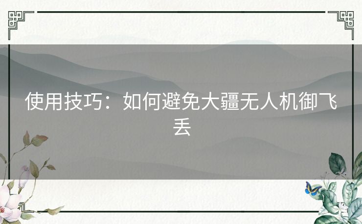 使用技巧：如何避免大疆无人机御飞丢