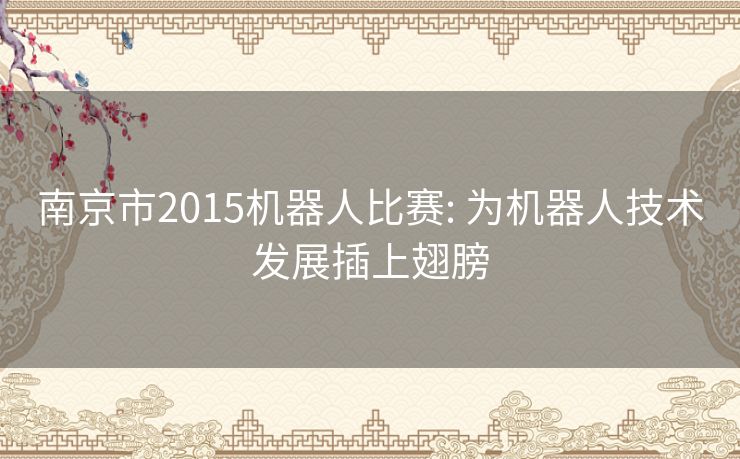 南京市2015机器人比赛: 为机器人技术发展插上翅膀