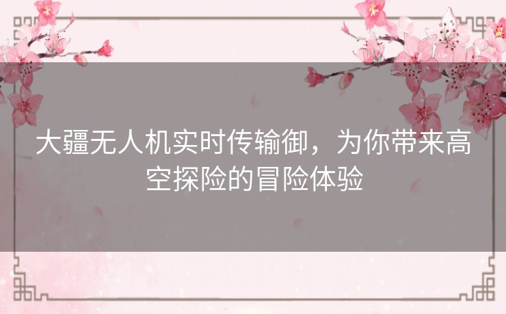 大疆无人机实时传输御，为你带来高空探险的冒险体验