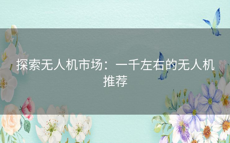 探索无人机市场：一千左右的无人机推荐