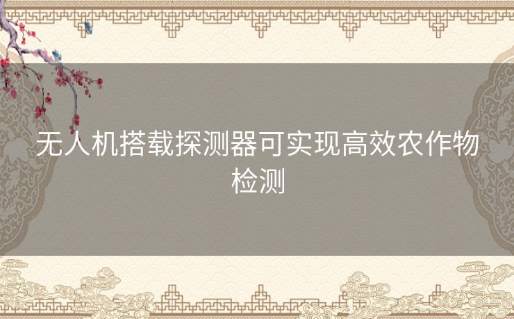 无人机搭载探测器可实现高效农作物检测