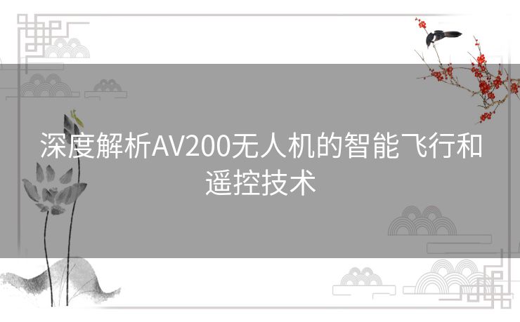 深度解析AV200无人机的智能飞行和遥控技术