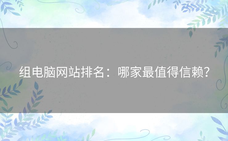 组电脑网站排名：哪家最值得信赖？