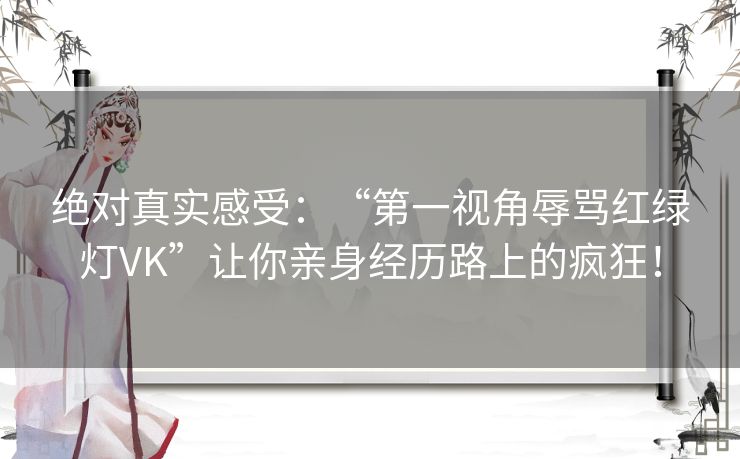 绝对真实感受：“第一视角辱骂红绿灯VK”让你亲身经历路上的疯狂！