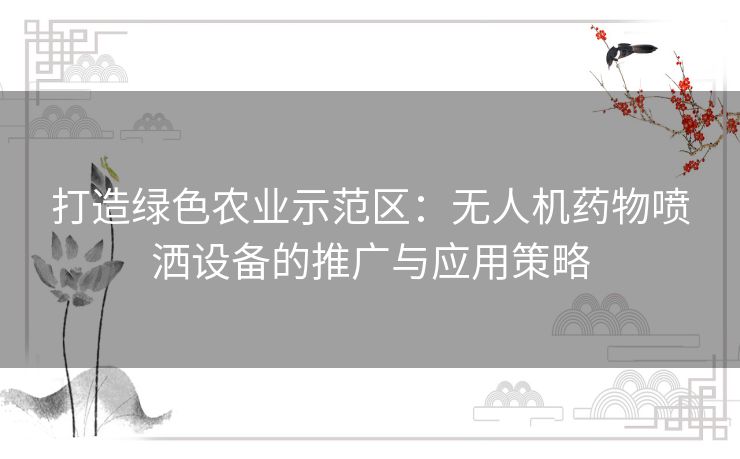 打造绿色农业示范区：无人机药物喷洒设备的推广与应用策略
