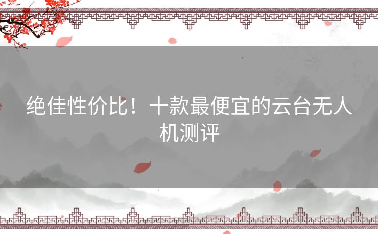 绝佳性价比！十款最便宜的云台无人机测评