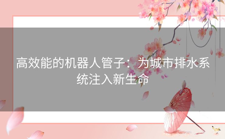 高效能的机器人管子：为城市排水系统注入新生命