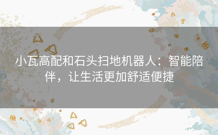 小瓦高配和石头扫地机器人：智能陪伴，让生活更加舒适便捷