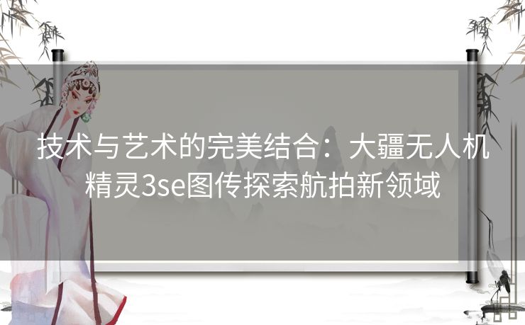 技术与艺术的完美结合：大疆无人机精灵3se图传探索航拍新领域
