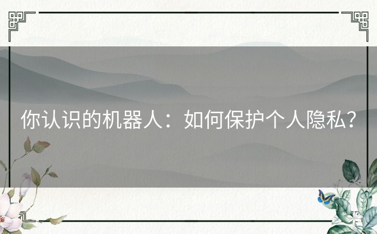你认识的机器人：如何保护个人隐私？