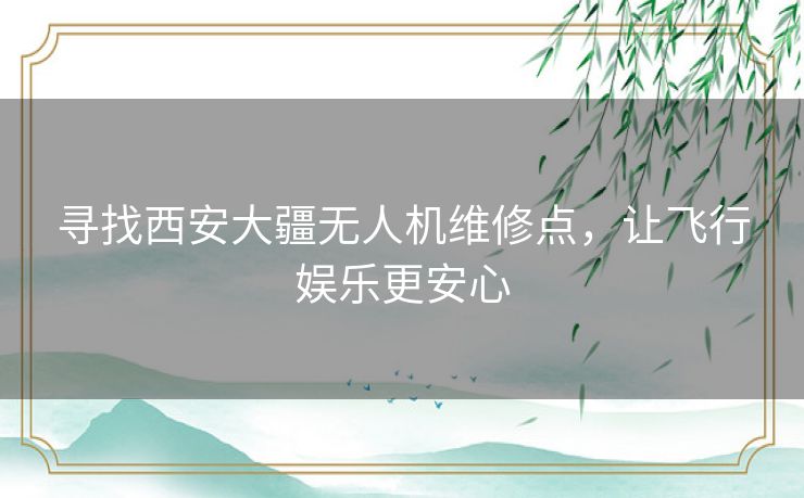 寻找西安大疆无人机维修点，让飞行娱乐更安心