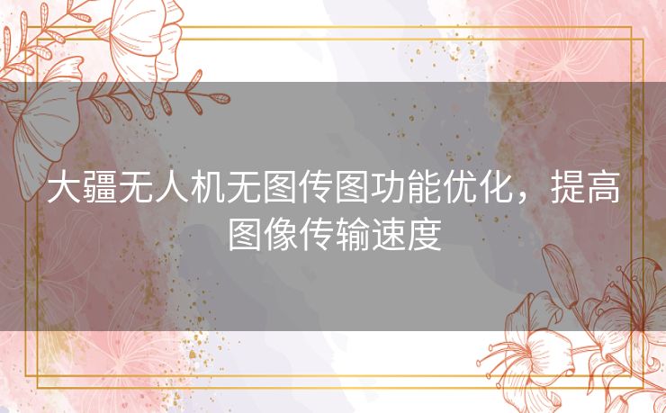 大疆无人机无图传图功能优化，提高图像传输速度