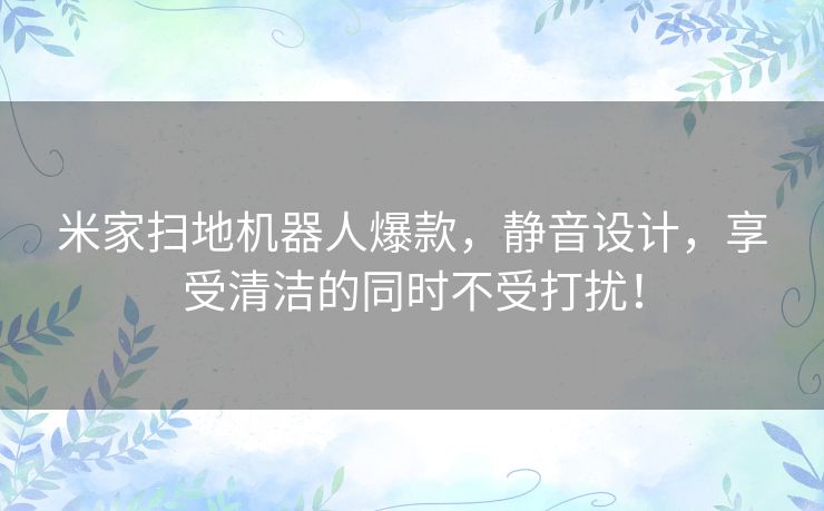 米家扫地机器人爆款，静音设计，享受清洁的同时不受打扰！