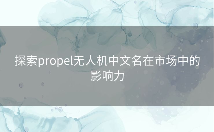 探索propel无人机中文名在市场中的影响力