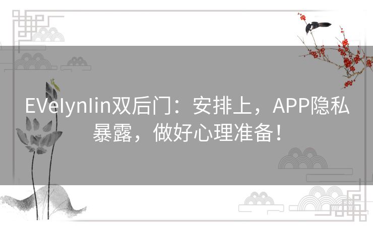 EVeIynIin双后门：安排上，APP隐私暴露，做好心理准备！