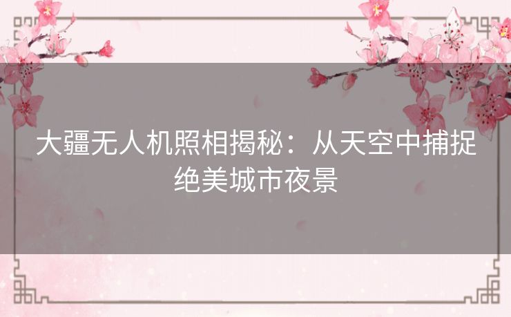 大疆无人机照相揭秘：从天空中捕捉绝美城市夜景