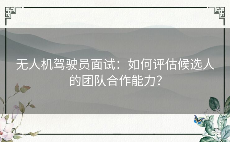 无人机驾驶员面试：如何评估候选人的团队合作能力？
