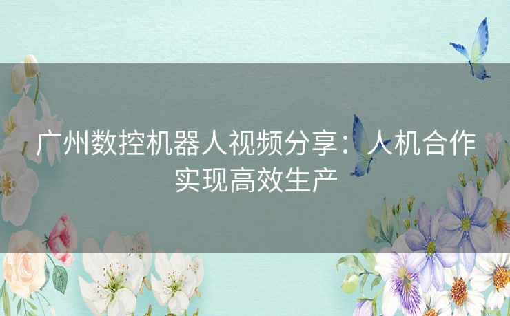 广州数控机器人视频分享：人机合作实现高效生产