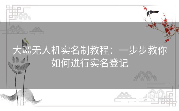 大疆无人机实名制教程：一步步教你如何进行实名登记