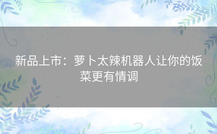 新品上市：萝卜太辣机器人让你的饭菜更有情调