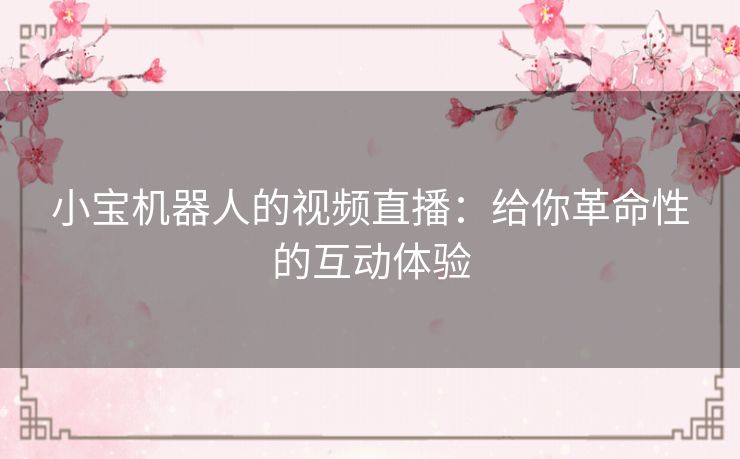 小宝机器人的视频直播：给你革命性的互动体验