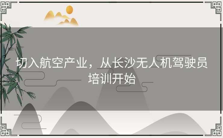 切入航空产业，从长沙无人机驾驶员培训开始