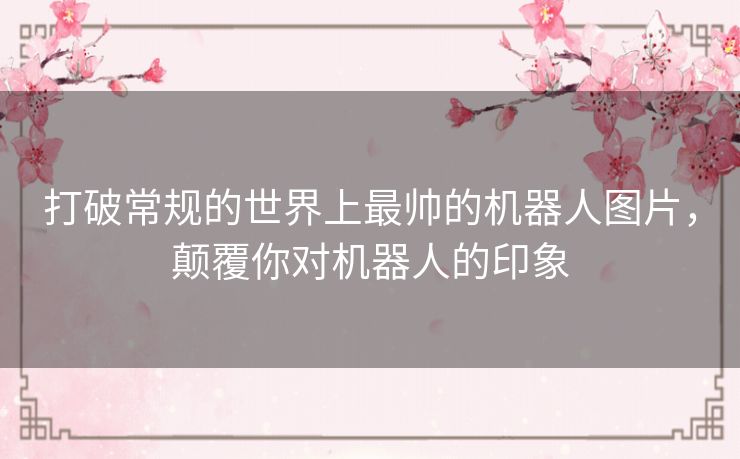 打破常规的世界上最帅的机器人图片，颠覆你对机器人的印象