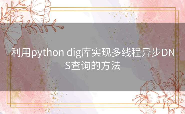 利用python dig库实现多线程异步DNS查询的方法