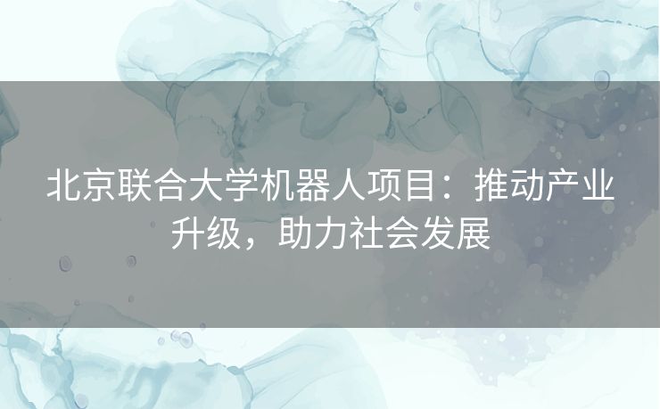 北京联合大学机器人项目：推动产业升级，助力社会发展