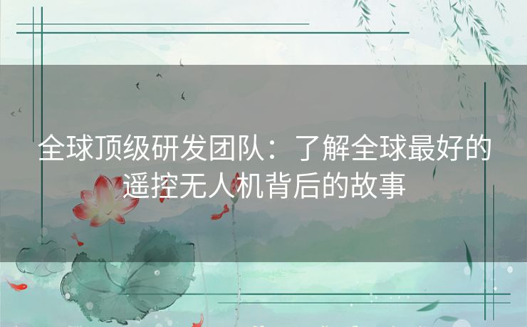 全球顶级研发团队：了解全球最好的遥控无人机背后的故事