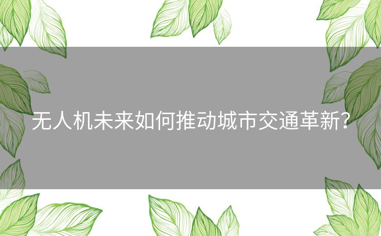 无人机未来如何推动城市交通革新？