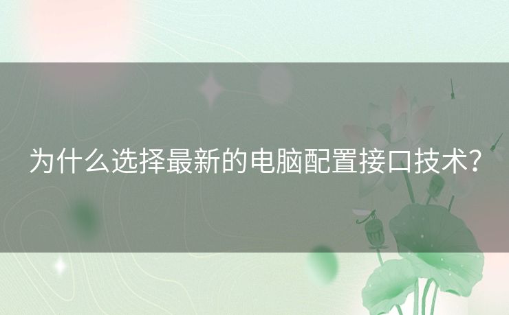 为什么选择最新的电脑配置接口技术？
