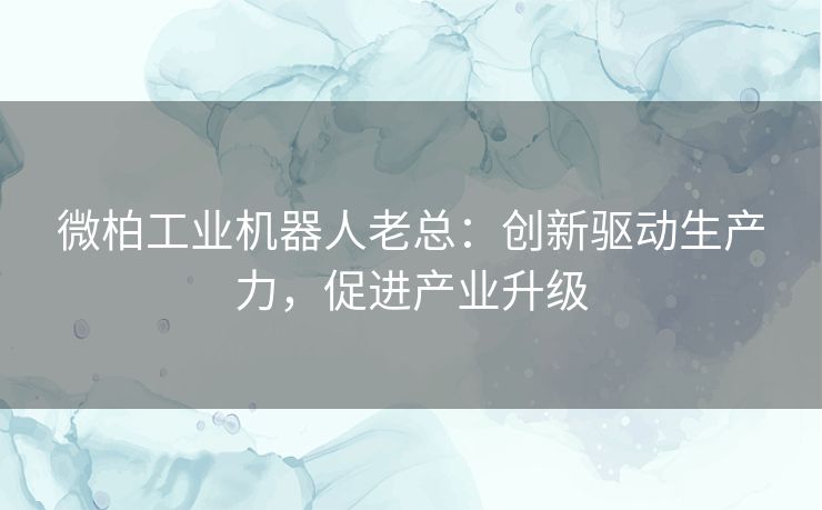 微柏工业机器人老总：创新驱动生产力，促进产业升级