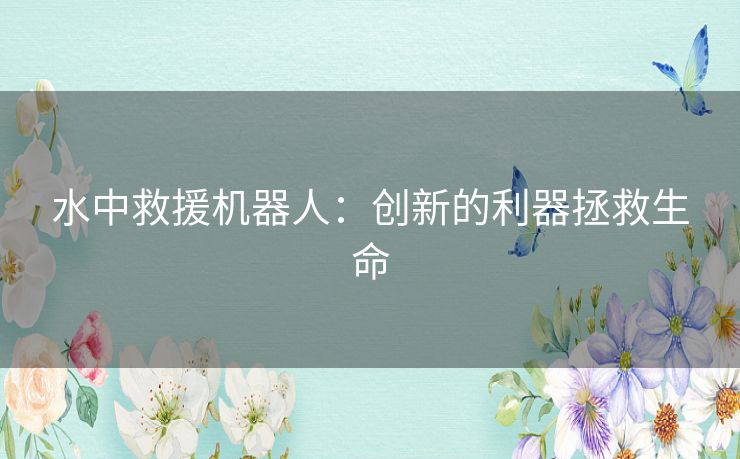 水中救援机器人：创新的利器拯救生命