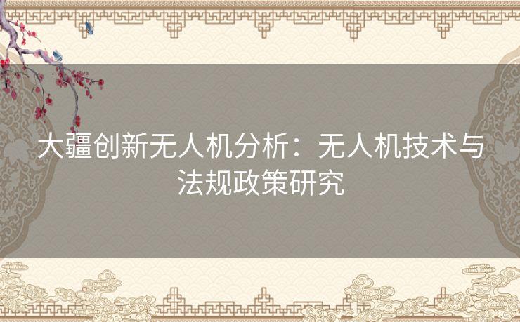 大疆创新无人机分析：无人机技术与法规政策研究