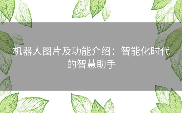 机器人图片及功能介绍：智能化时代的智慧助手