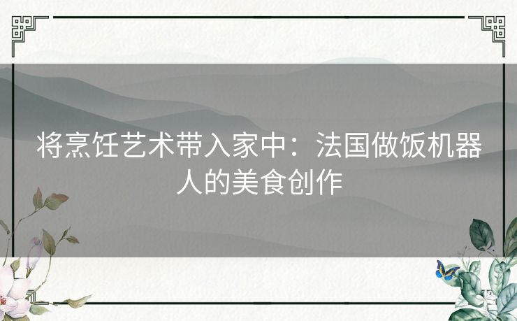 将烹饪艺术带入家中：法国做饭机器人的美食创作