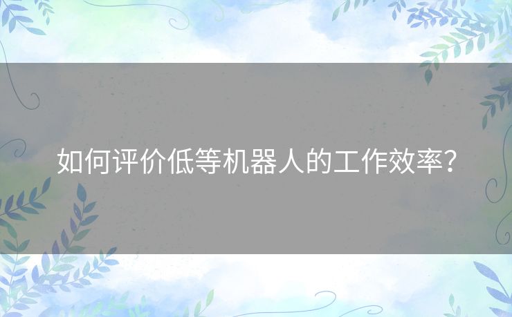 如何评价低等机器人的工作效率？