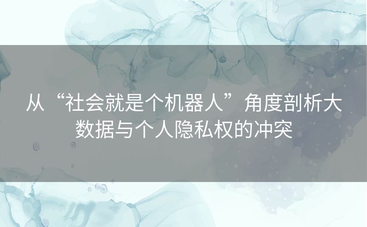从“社会就是个机器人”角度剖析大数据与个人隐私权的冲突