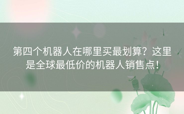 第四个机器人在哪里买最划算？这里是全球最低价的机器人销售点！