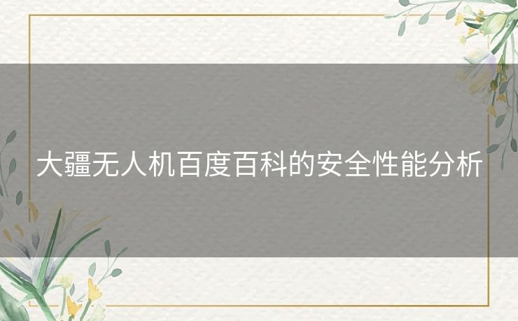 大疆无人机百度百科的安全性能分析