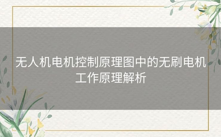 无人机电机控制原理图中的无刷电机工作原理解析