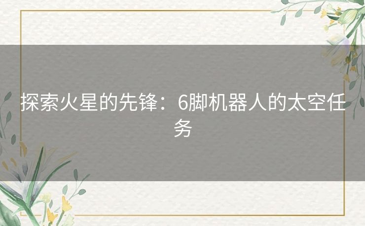 探索火星的先锋：6脚机器人的太空任务