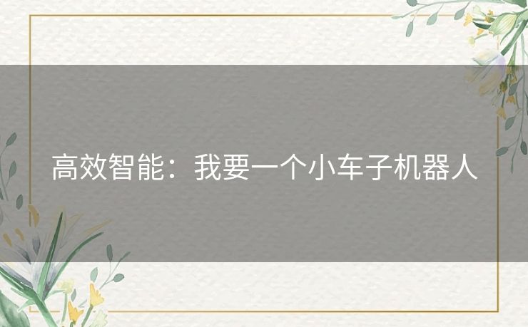 高效智能：我要一个小车子机器人