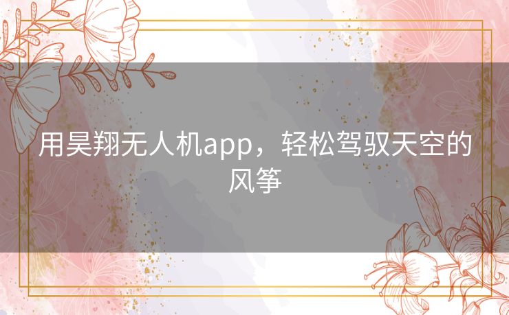用昊翔无人机app，轻松驾驭天空的风筝